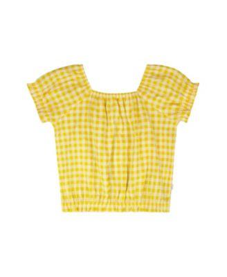 Girls' Short Sleeve Peasant Top Gingham - Big Kid by DEUX PAR DEUX