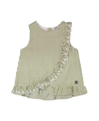 Girls' Sleeveless Embroidered Ruffle Stripes Top - Little Kid by DEUX PAR DEUX