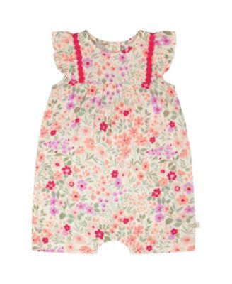 Girls' Sleeveless Flutter Ruffles Printed Flowers Romper - Baby by DEUX PAR DEUX