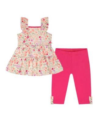 Girls' Tunic and Organic Cotton Flowers Capri Set - Little Kid by DEUX PAR DEUX