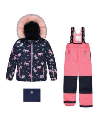 Girls' Two-Piece Play Snowsuit with Jacket and Solid Pant - Little Kid by DEUX PAR DEUX