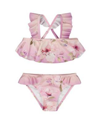 Girls' Two-Piece Ruffle Flared Flower Swimsuit - Little Kid by DEUX PAR DEUX