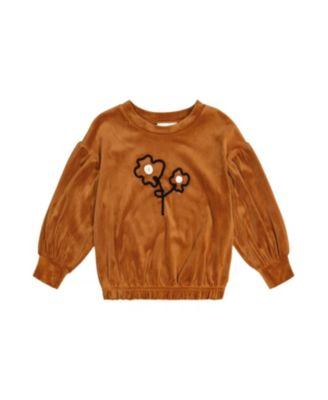 Girls' Velvet Shimmer Flower Applique Elastic Hem Top - Little Kid by DEUX PAR DEUX