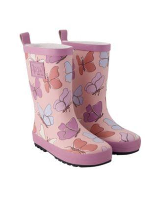 Girls' Waterproof Butterfly Rain Boots in Natural Rubber - Toddler by DEUX PAR DEUX