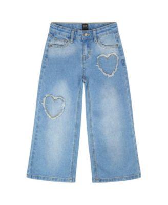 Girls' Wide Leg Heart Embroidery Denim Jeans - Big Kid by DEUX PAR DEUX