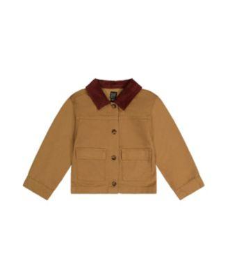 Unisex Barn Button Front Ribbed Collar Twill Jacket - Big Kid by DEUX PAR DEUX