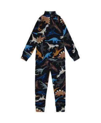Unisex Two-Piece Thermal Black Dinosaur Print Underwear Set by DEUX PAR DEUX