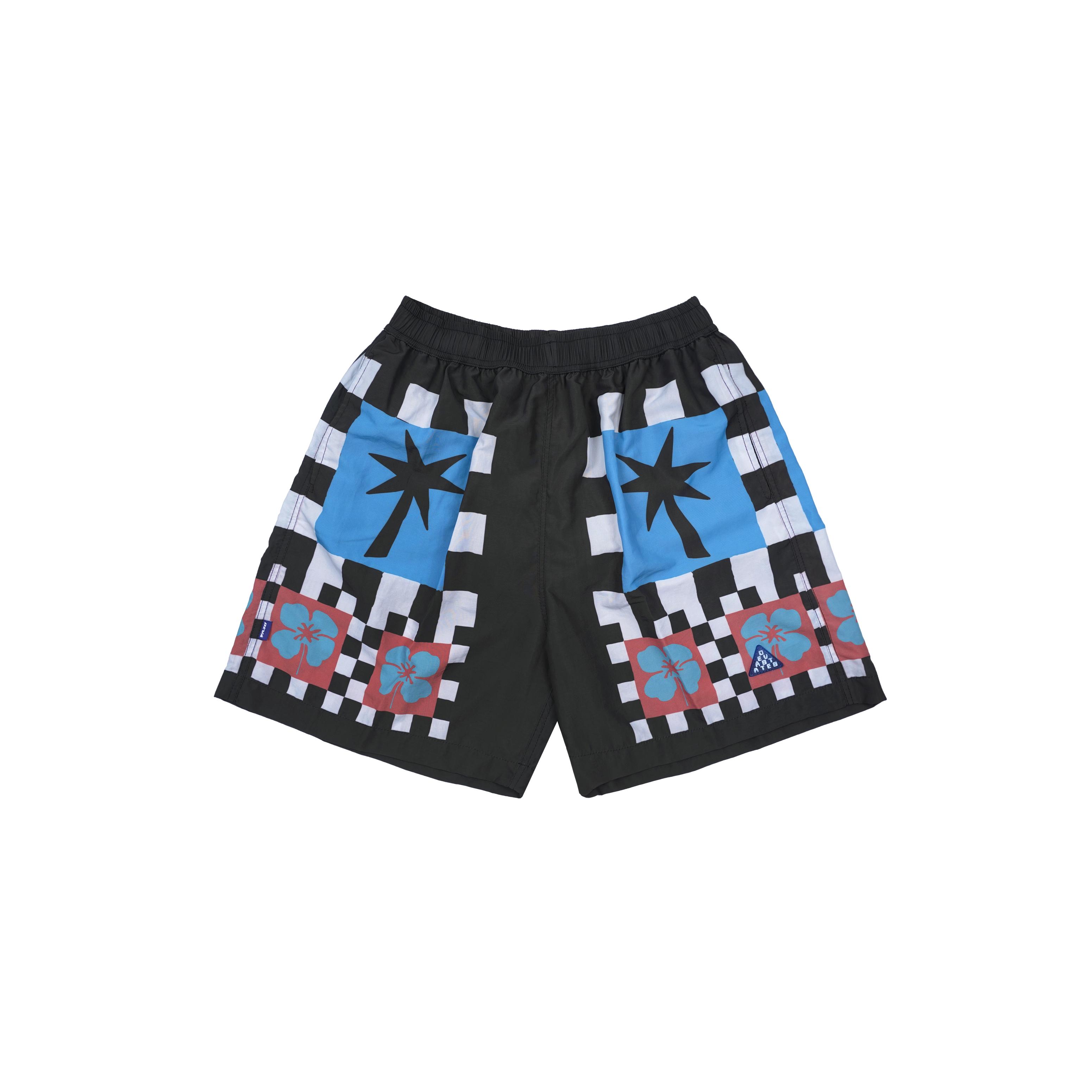 DEVÃ� STATES - PALMERA Printed Nylon Shorts - (Black) by DEVA STATES