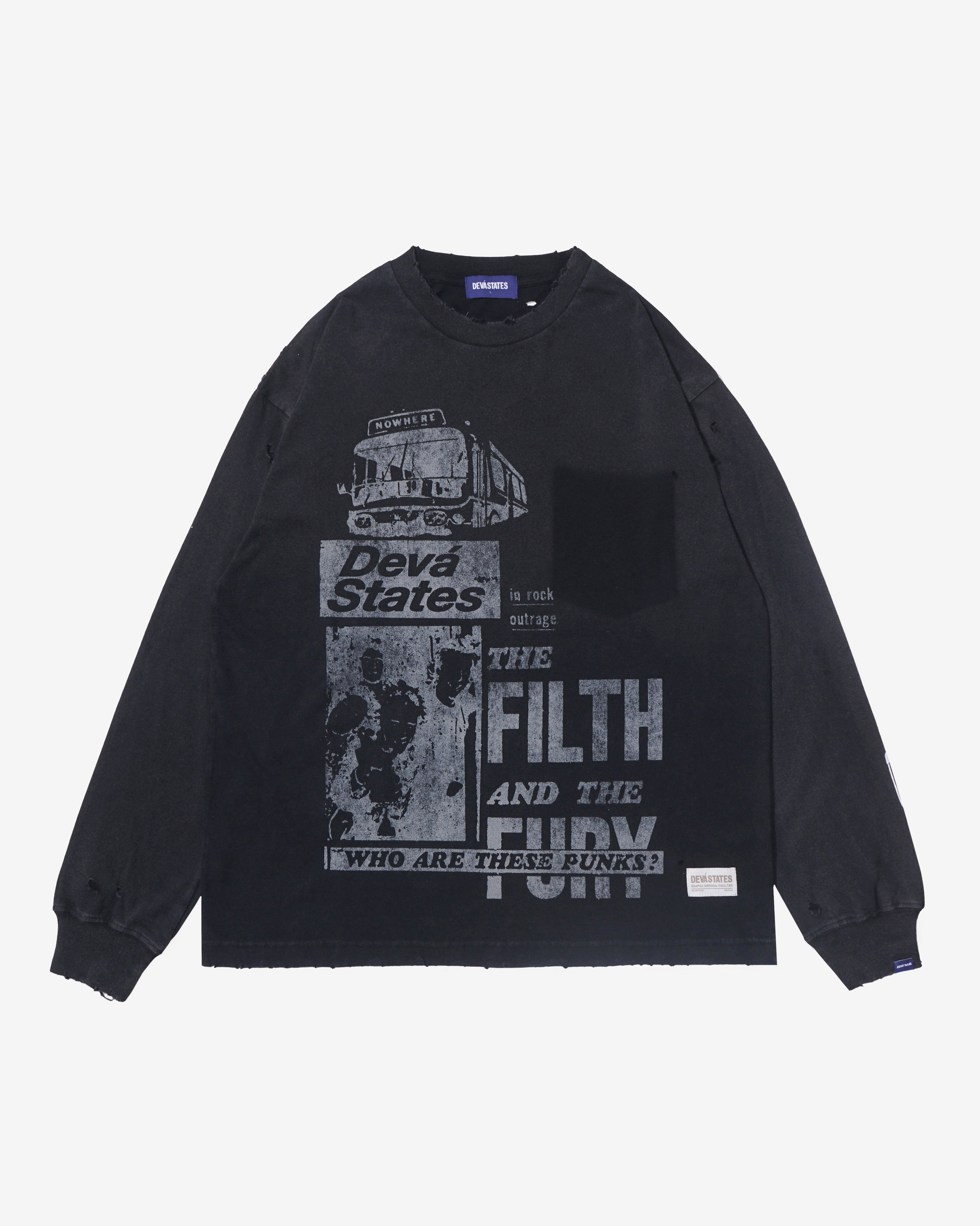 Deva States - Men's Filth Long Sleeve T-Shirt - (Washed/Black) by DEVA STATES