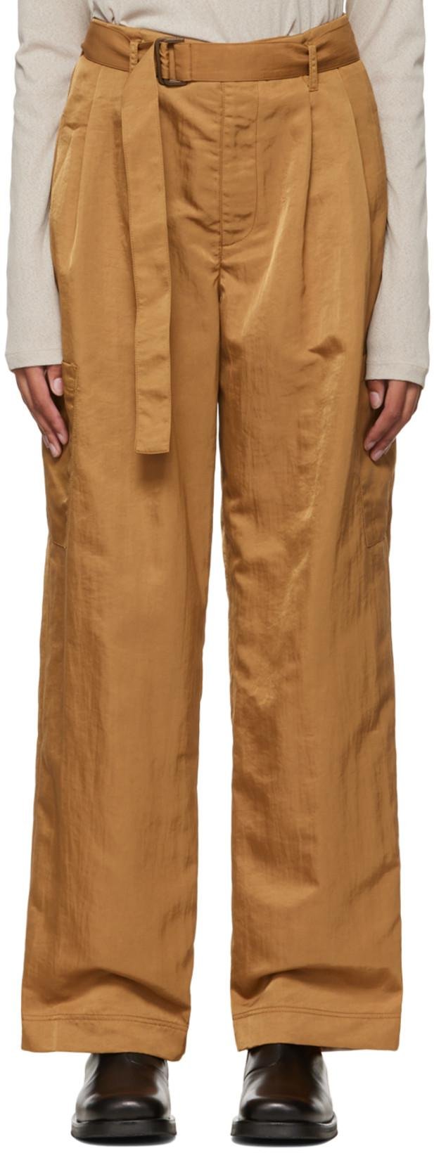Tan Cinch Belt Trousers by DEVEAUX NEW YORK