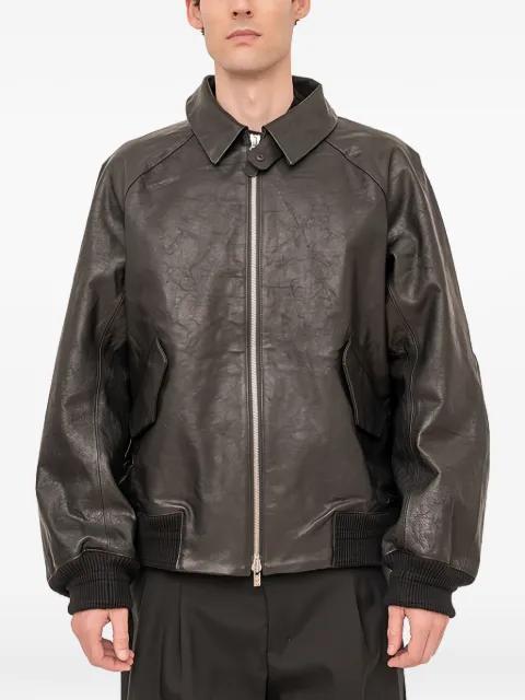 zip-up leather jacket by DEVOA