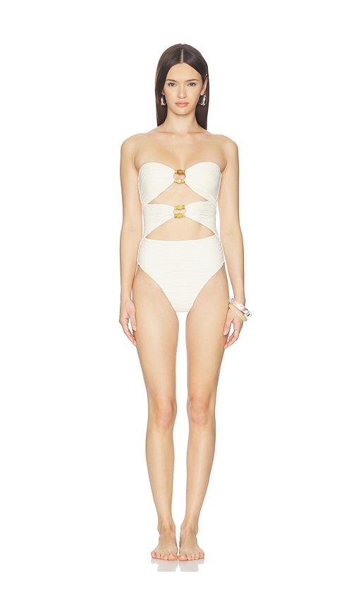 DEVON WINDSOR Amii Lurex One Piece in Cream by DEVON WINDSOR