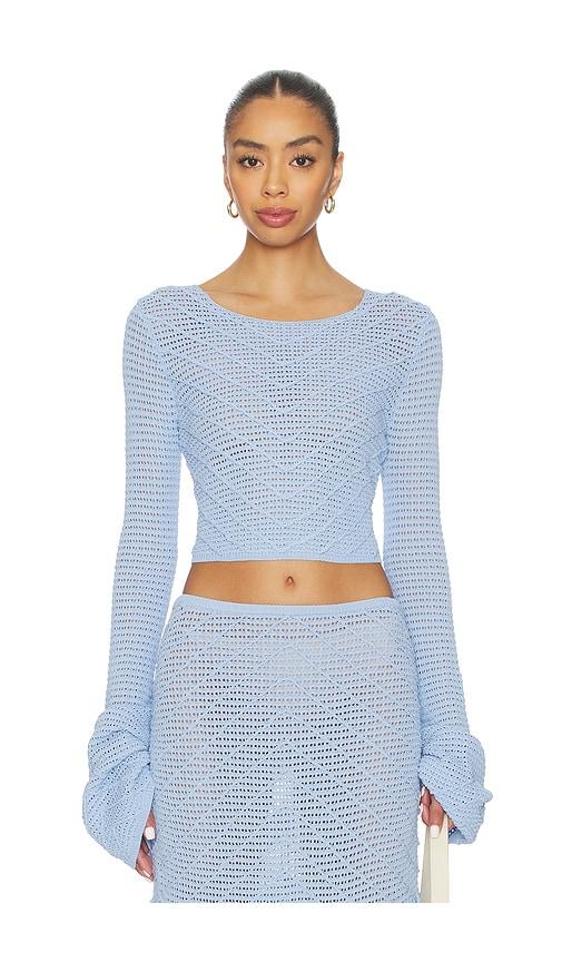 DEVON WINDSOR Erin Longsleeve Top in Baby Blue by DEVON WINDSOR