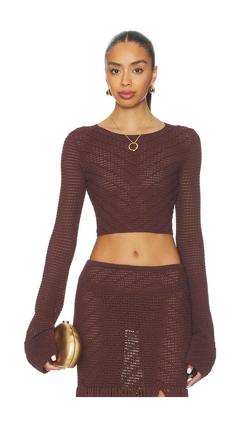 DEVON WINDSOR Erin Longsleeve Top in Brown by DEVON WINDSOR