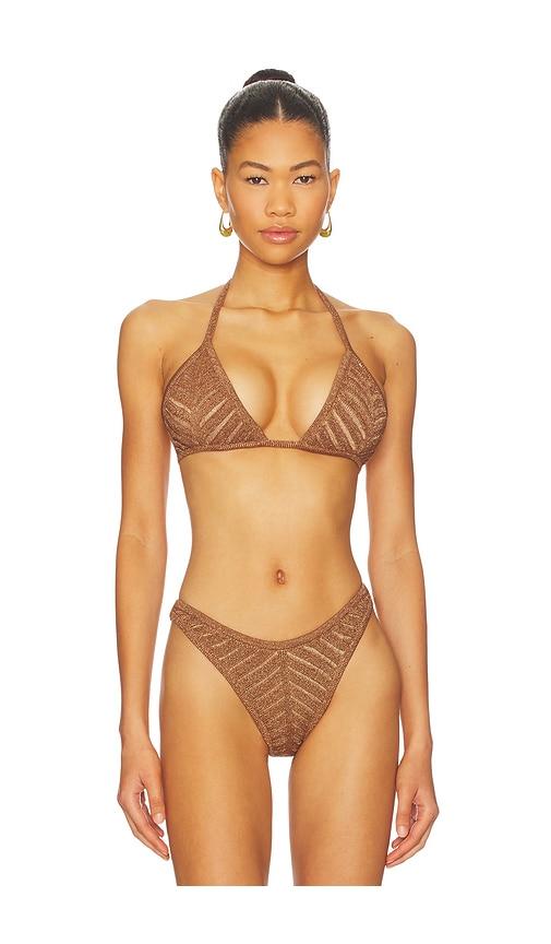 DEVON WINDSOR Lucinda Triangle Bikini Top in Tan by DEVON WINDSOR