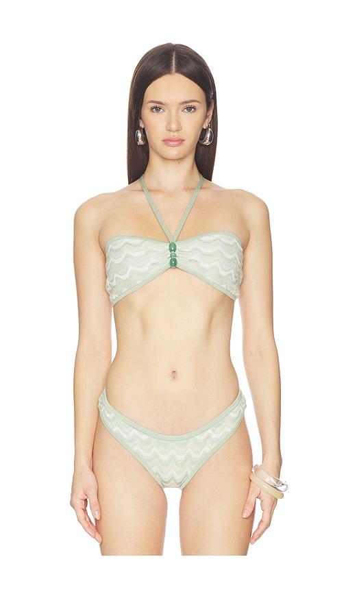 DEVON WINDSOR Portia Halter Bikini Top in Green by DEVON WINDSOR