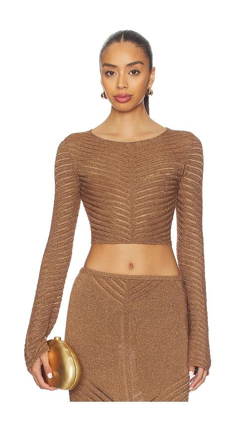 DEVON WINDSOR Raya Metallic Top in Taupe by DEVON WINDSOR