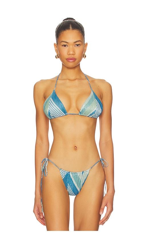 DEVON WINDSOR Winona Triangle Bikini Top in Blue by DEVON WINDSOR