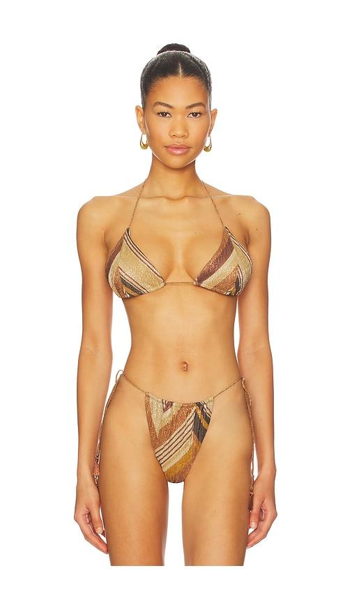 DEVON WINDSOR Winona Triangle Bikini Top in Tan by DEVON WINDSOR