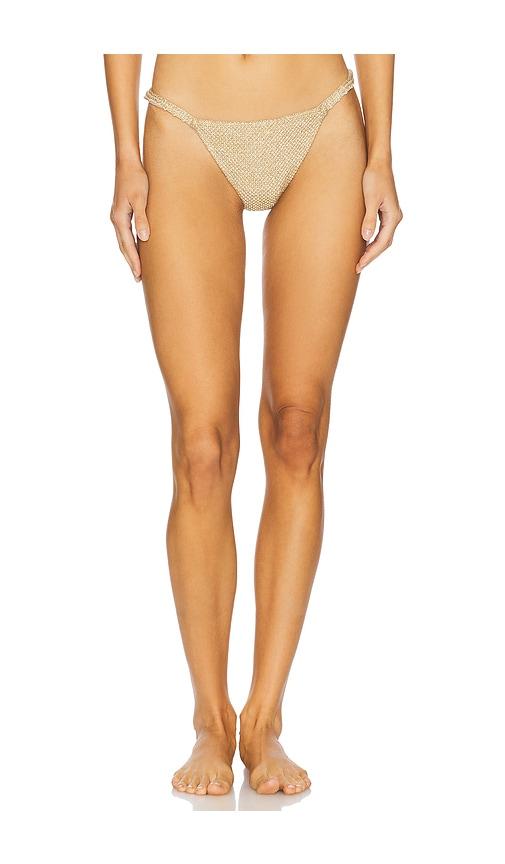 DEVON WINDSOR Zack Bikini Bottom in Metallic Gold by DEVON WINDSOR