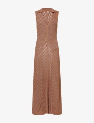 Gretta Collared Metallic-Knit Top by DEVON WINDSOR
