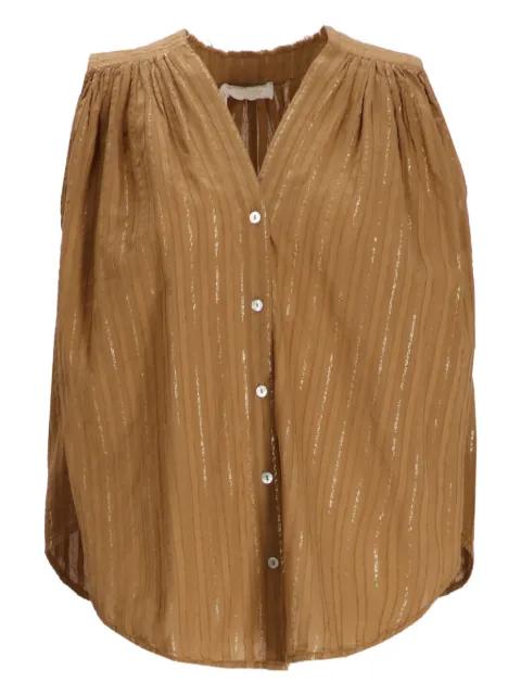 Iris metallic-striped cotton blouse by DEVOTION