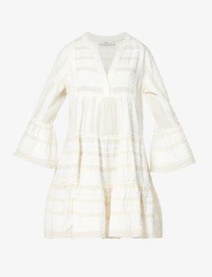Ella flared-sleeve cotton mini dress by DEVOTION TWINS