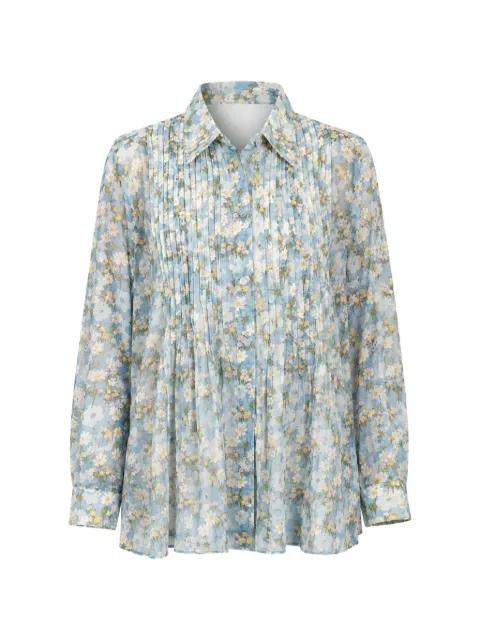floral-print pleated shirt by DHAARI
