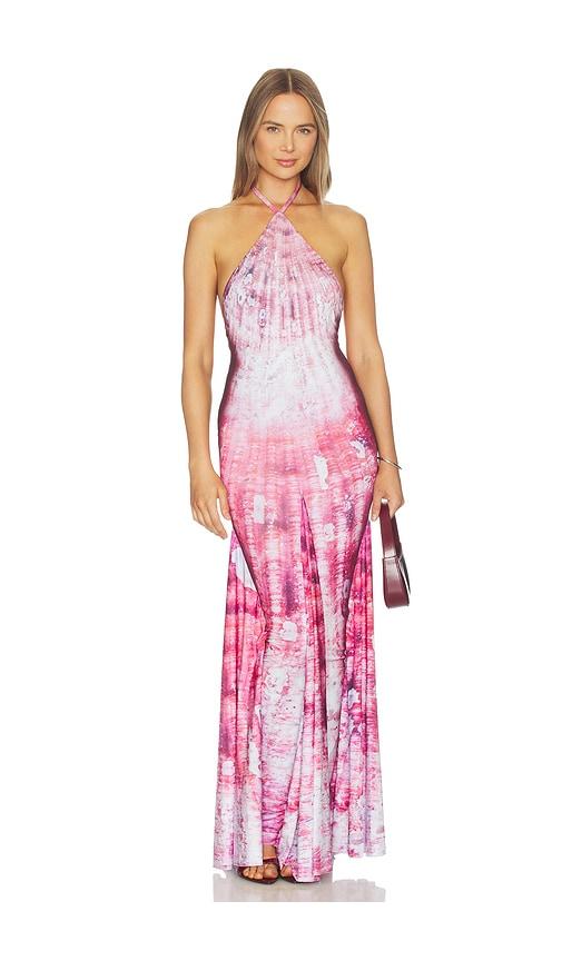 Di Petsa Shell Halter Neck Long Dress in Pink by DI PETSA