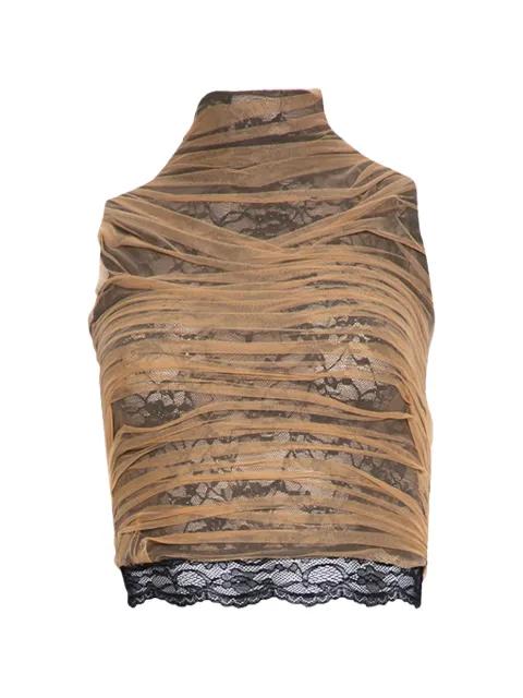 draped lace top by DI PETSA