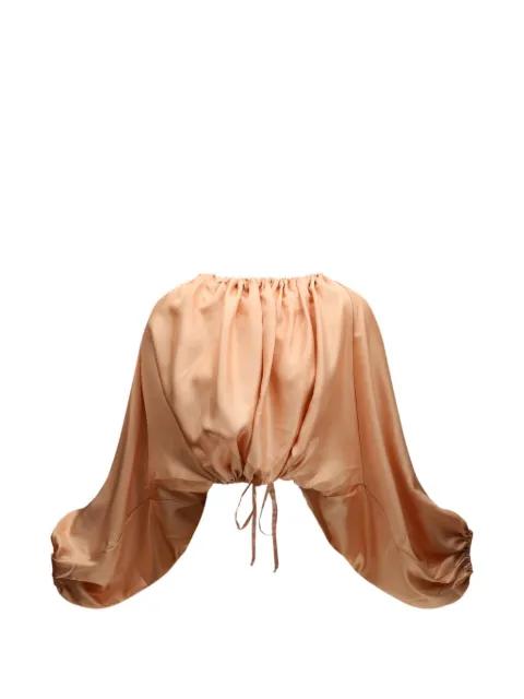 Paloma bishop-sleeve drawstring-fastening blouse by DI STAVNITSER