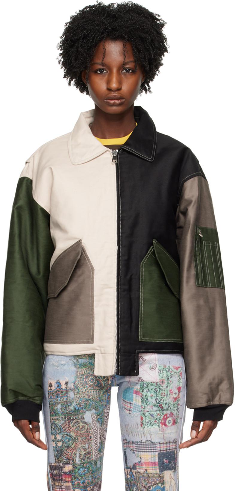 Black & Off-White Colorblocked Bomber Jacket by (DI)VISION