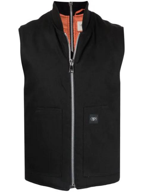 logo-patch zip-up gilet by (DI)VISION