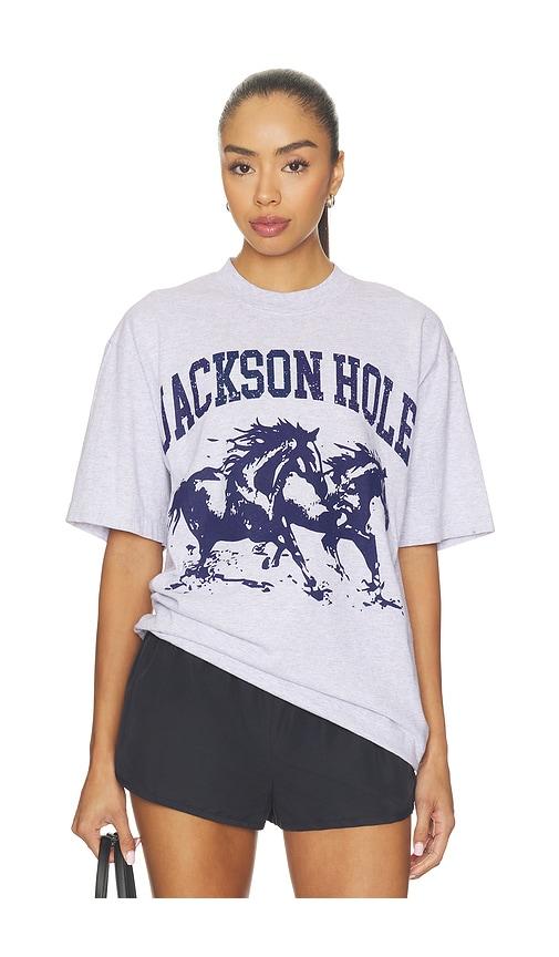 Diamond Cross Ranch Blue Horses Tee in Grey by DIAMOND CROSS RANCH