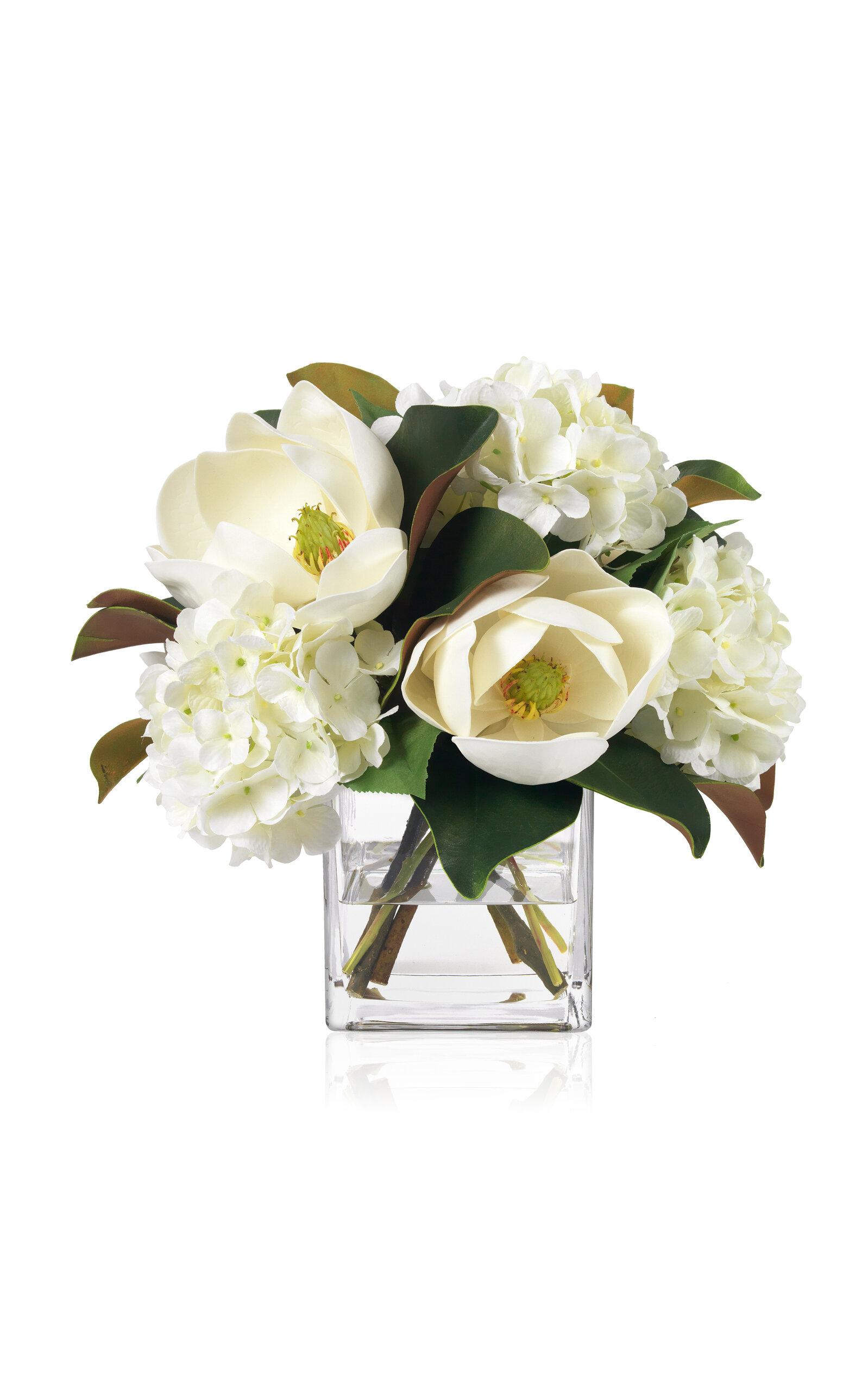 Diane James Designs - Faux Magnolias and Hydrangea Bouquet - White - Moda Operandi by DIANE JAMES DESIGNS