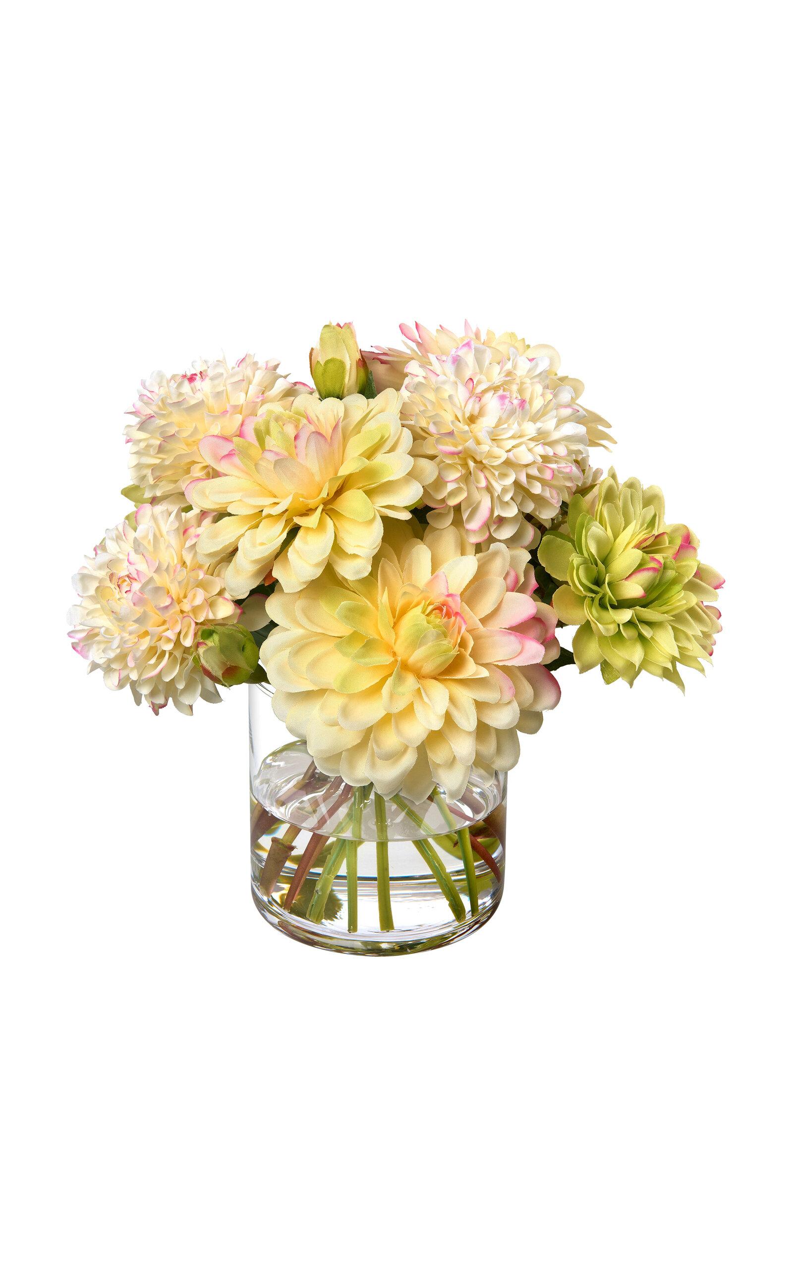 Diane James Designs - Mixed Dahlias in Glass Vase - Yellow - Moda Operandi by DIANE JAMES DESIGNS