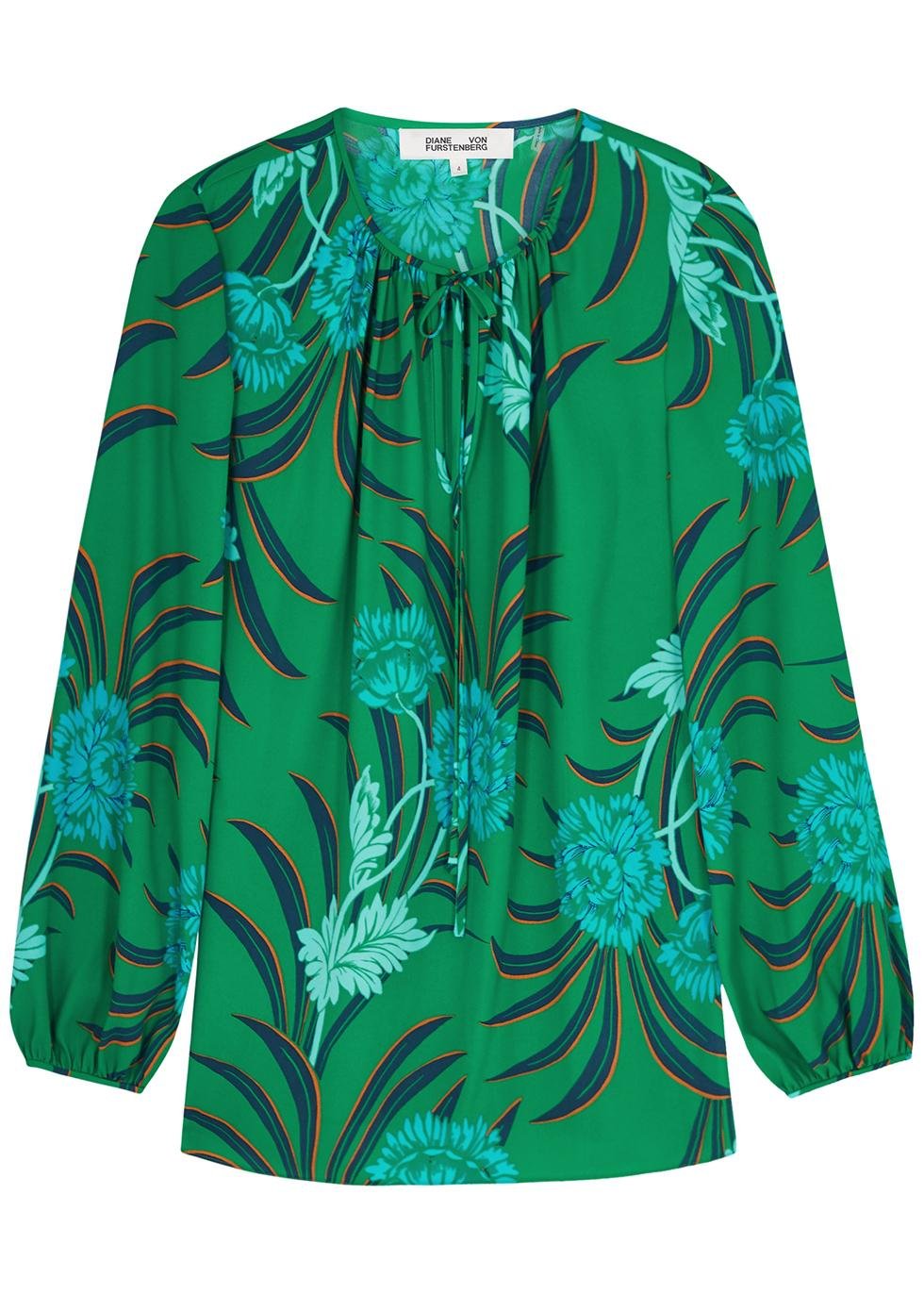 Freddie floral-print crepe de chine blouse by DIANE VON FURSTENBERG