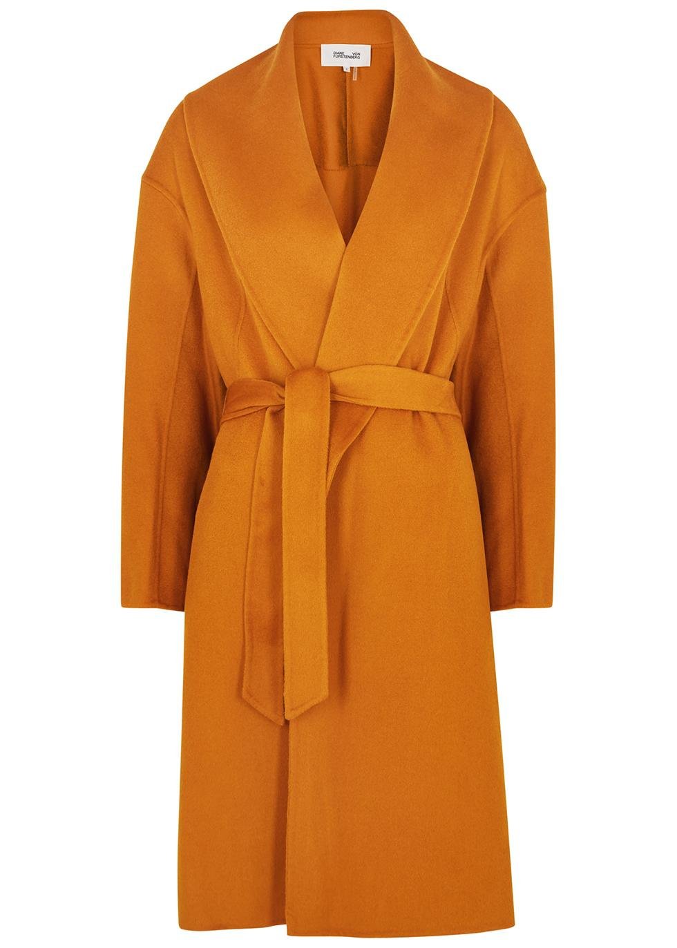 Nico orange wool felt coat by DIANE VON FURSTENBERG