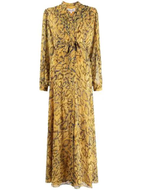 belted snake-print maxi dress by DIANE VON FURSTENBERG