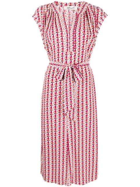 graphic-print tied-waist dress by DIANE VON FURSTENBERG