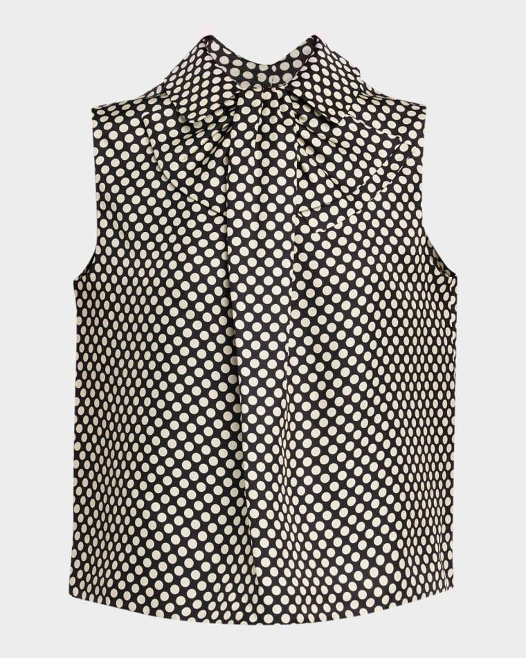 Polka Dot Silk Twill Sleeveless Blouse by DICE KAYEK