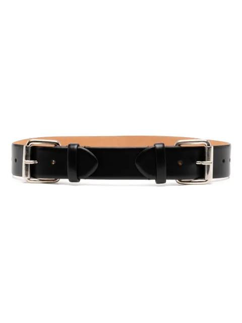 double-buckle leather belt by DICE KAYEK