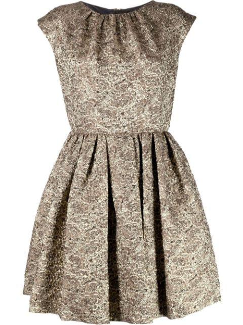 floral-jacquard flared dress by DICE KAYEK