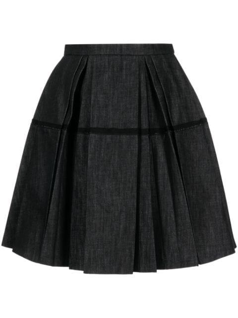 high-waisted pleated denim skirt by DICE KAYEK