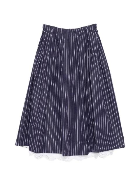 lace-hem pinstriped midi skirt by DICE KAYEK