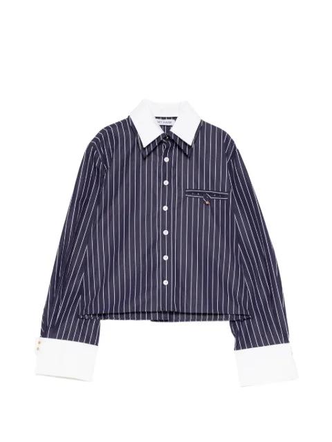 pinstriped contrast-collar shirt by DICE KAYEK