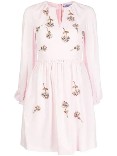 rhinestone-embellished floral mini dress by DICE KAYEK