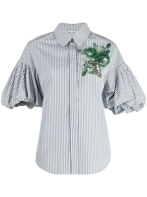 x onefifteen floral-print puff-sleeve shirt by DICE KAYEK