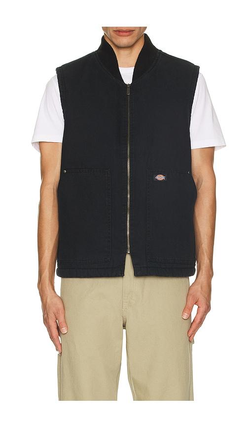 Dickies Duck Fleece Lined Vest in Black by DICKIES