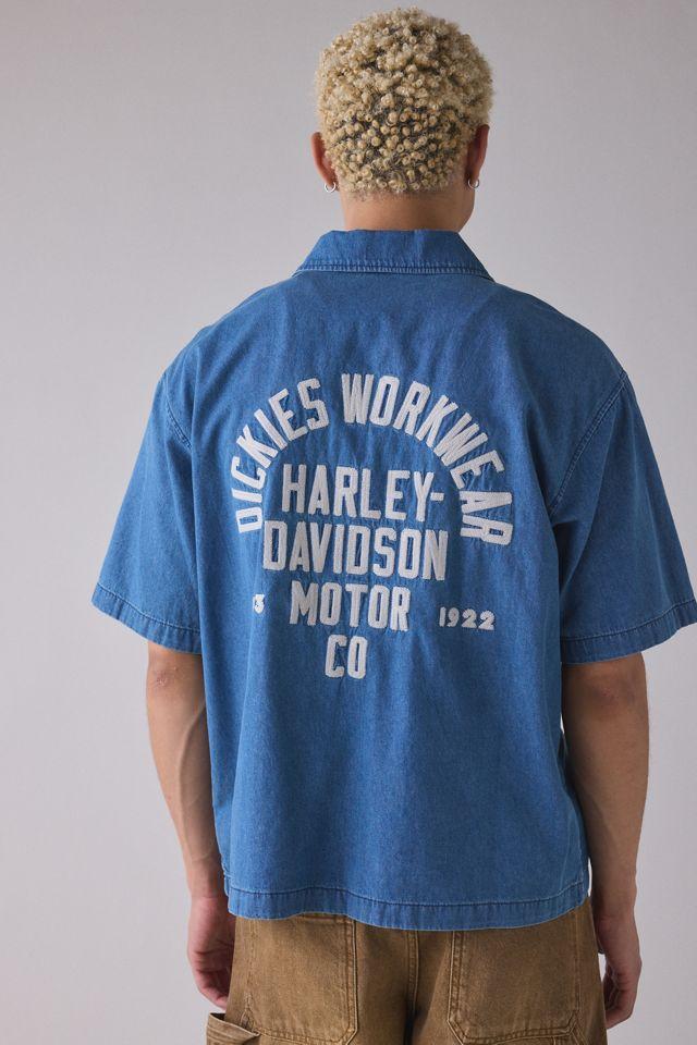 Dickies X Harley Davidson Logo Patch Mechanic Button-Down Shirt by DICKIES